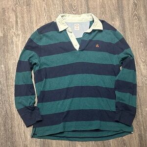 Brooks Brothers Navy and Teal Striped Shirt
